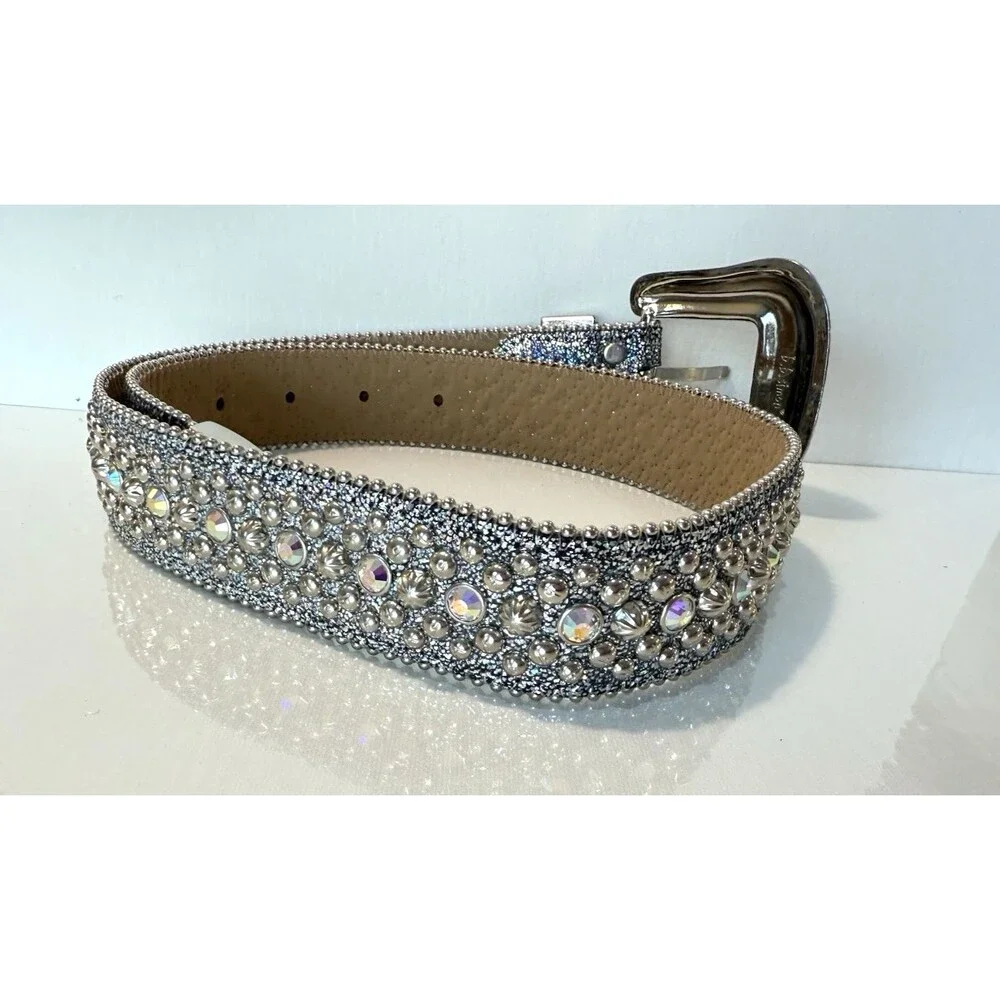 BB Simon Swarovski Crystal Rhinestone Belt Sz 30 Iridescent Heavily Embellished